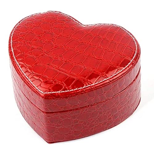 SJZWCHQ Schmuckschatulle in Liebesform, europäische Luxus-Aufbewahrungsbox für Ringe, Ohrringe, Halskette, Schmuckschatulle, Ehering, Schmuckhalter (rot, 14,4 x 7,2 cm) von SJZWCHQ