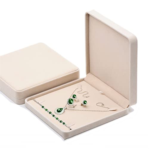 Schmuck-Organizer, große quadratische Schmuck-Set-Box, große Halskette und Ring, Ohrring-Anhänger, Geschenkboxen, Aufbewahrungskoffer, Hochzeits-Schmuck-Display-Halter-Boxen (Farbe: Weiß) (weiß) von SJZWCHQ