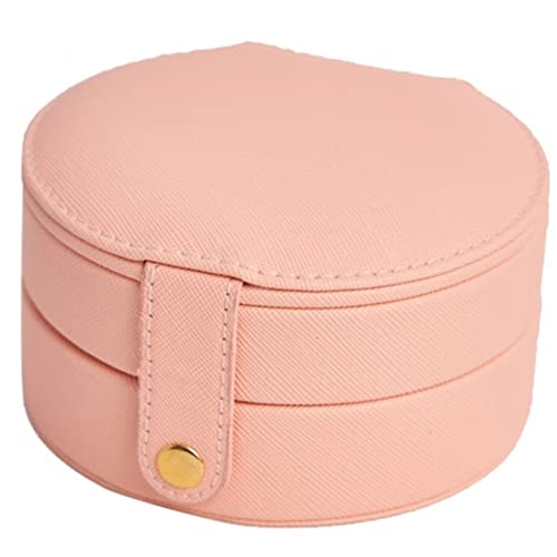 Schmuckschatulle, tragbar, für Reisen, kleine Schmuckschatulle, PU-Leder, doppelschichtig, Aufbewahrungsbox für Schmuck, Ohrringe, einfache Ohrringe, Handschmuckschatulle, Schmuckhalter (Rosa, 11 x von SJZWCHQ