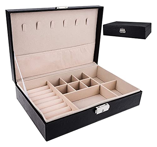 Schmuckschatullen, große Schmuckschatulle für Damen und Mädchen, abschließbares Schmuck-Organizer aus PU-Leder mit hoher Kapazität, Aufbewahrungsbox für Halsketten, Ohrringe, Armbänder, Ringe und von SJZWCHQ