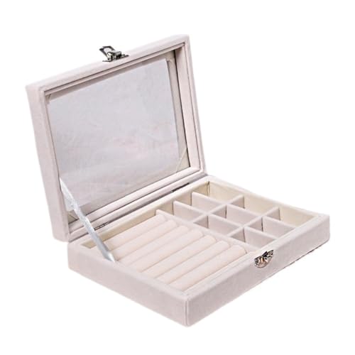 Tragbare Schmuckschatulle, Flanell-Ringschatulle, Schmuckschatulle für Ohrringe, Ohrringe, Schmuckaufbewahrungsbox mit Deckel, staubdichte Schmuckschatulle, Halskettenschatulle, Schmuckschatulle für von SJZWCHQ