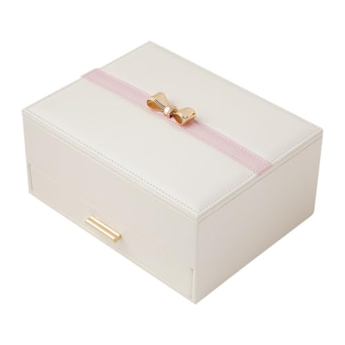 Tragbare Schmuckschatulle, einfache, leichte Luxus-Schmuckschatulle, Aufbewahrungsbox, Prinzessin, doppelschichtig, für Ringe, Ohrringe, Halsketten, Box, Box für Damen und Mädchen, Schmuckschatulle von SJZWCHQ