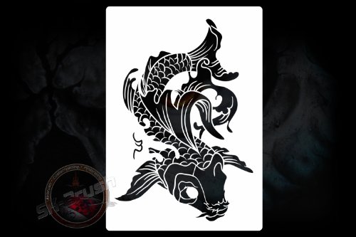 Airbrush Schablone für Koi Karpfen - Tattoo und Graffiti Stencil Vorlage von Herterich Products