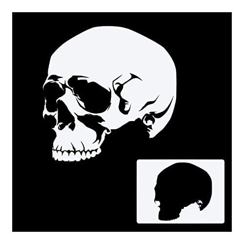 Herterich Products Airbrush Schablone Totenkopf Schädel | Skull Stencil | Präzises Design für Graffiti und Tattoos | Wiederverwendbar und Lösemittelresistent von Herterich Products