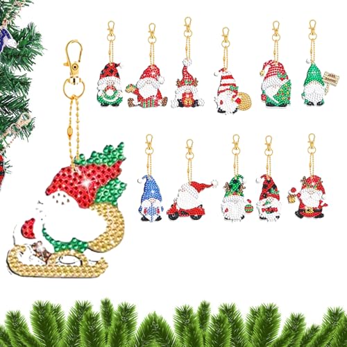 12 Stück DIY Diamond Painting Schlüsselanhänger, Diamond Painting Kinder Weihnachten, 5D Diamond Art Painting Weihnachten, Schlüsselanhänger für Kinder Erwachsene Weihnachtsdekoration, Weihnachten von SKDFHOD