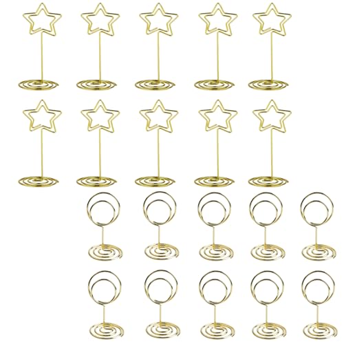 20 Stück Tischkartenhalter Metall, Gold Tischkartenhalter, Memohalter, Fotohalter Kartenhalter, Tischnummernhalter für Hochzeiten, Platzkartenhalter Memohalter für Restaurant Tisch Party (Gold) von SKDFHOD