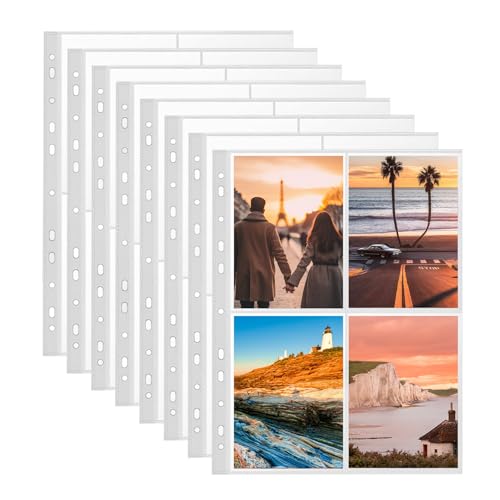 SKENGWEL 40 Stück 320 Taschen A4 Klarsichthüllen, Autogrammkarten Album Prospekthüllen 11 Löcher Transparent Postkartenhüllen Doppelseitiger 4 Taschen postkarten Album für Fotografien, Postkarten von SKENGWEL