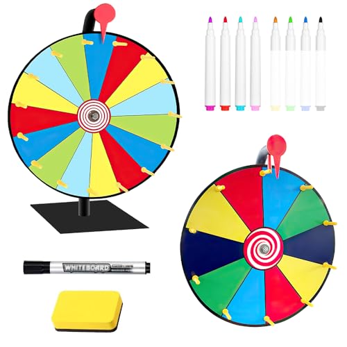 SKIKHN Glücksrad Zum Drehen Set, 1x 10 Slots Glücksrad Zum Selbstgestalten,1x 15 Slots Spinning Prize Wheel Spielzeug mit Radiergummi und Markierstift,Drehendes Preisrad Mit Für Karneval,Party von SKIKHN