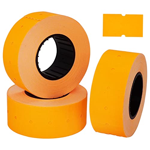 SKIR'CO (4 Rollen) Preisauszeichner-Etiketten 21 x 12 mm orange Farbe, Preismarker-Etiketten, 4000 Preisaufkleber, Preismarkierungsschilder von SKIR'CO