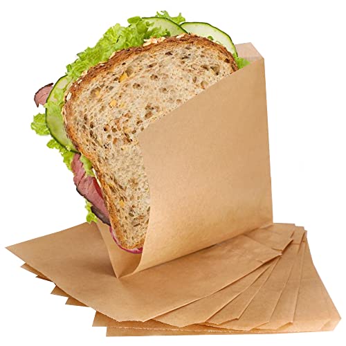 SKIR'CO (500 Stück) Braune Papiertüten für Lebensmittelverpackungen 17 x 17 cm, fettdichte Fast Food Beutel, Burgerbeutel, Lebensmittelverpackung von SKIR'CO