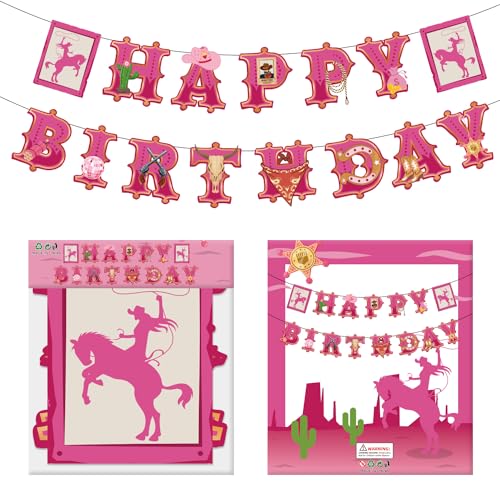 Cowgirl-Themenparty-Dekorationen, Cowgirl-Happy Birthday-Banner, Western-Cowboy-Party von SKIRUP