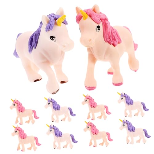 SKISUNO 10 Stück Mini Einhorn Statuen Einhorn Figur Aus Kunststoff Einhorn Kuchendekoration Miniatur Einhorn Für Kindergeburtstag Party Deko Weiß Und Rosa von SKISUNO