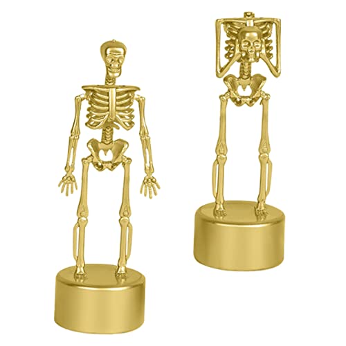 SKISUNO 2er Set Halloween Skelett Figuren Schädel Statue Deko Für Halloween Tisch Dekoration Mit Stehender Und Kopf Haltender Skelettfigur Ideal Für Halloween Partys Und von SKISUNO