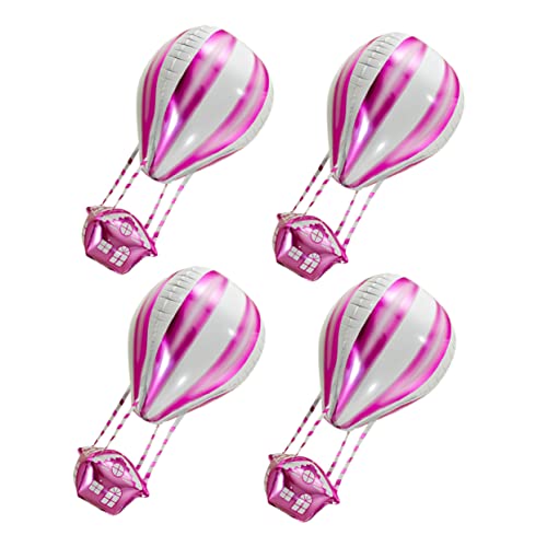 SKISUNO 4 Stück Heißluftballon Kinder Dekor Spielzeug Für Kleinkinder Kinderspielzeug Alles Zum Geburtstag Dekorationen Flugzeuge Für Kinder Verkaufsstand Korb 4d Aluminiumfolie Rosa von SKISUNO