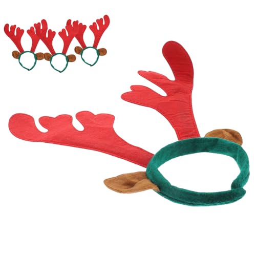 SKISUNO 4 Stück Weihnachtsgeweih Stirnband festliche geweih stirnbänder Hirschgeweih Haarband weihnachts kopfschmuck weihnachtskopfschmuck Haarschmuck aus Geweih Weihnachtsparty-Kopfreifen von SKISUNO