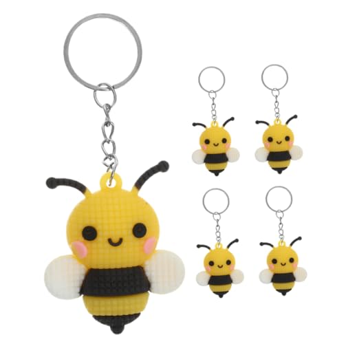 SKISUNO 5St kleiner bienenanhänger Cartoon Biene Schlüsselanhänger Taschenanhänger Schlüsselbund geburtstagsgeschenk Briefbienen Schlüsselringe Cartoon-Bienen-Schlüsselanhänger PVC von SKISUNO