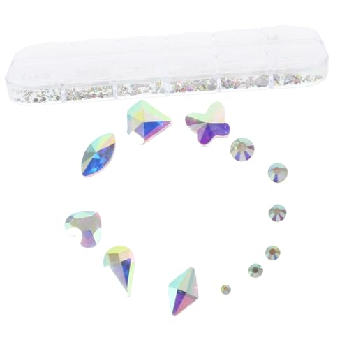 SKISUNO DIY Nail Art Set Flache Rückseite Diamanten Maniküre Zubehör 12 Fächer Box Mit AB Wassersteinen Für Kreative Nagel Dekorationen Und Nail Salon Deko von SKISUNO