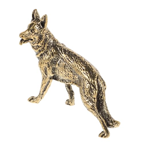 SKISUNO Messing-wolf-skulptur, Miniatur-tierstatue, Chinesische Hundefigur, Sammler-hundestatue, Feng Shui Sternzeichen-hundefigur Für Bücherregal, Vitrine, Ladendekoration von SKISUNO