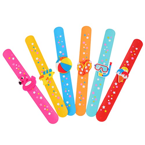 SKISUNO Sortiment Armbänder Kinder Slap Armbänder Hawaiian Luau Armbänder Spielzeug Gastgeschenke Niedliche Lustige Slap Bands Bunte Armbänder Requisiten für Sommer Strand Geburtstagsfeier von SKISUNO