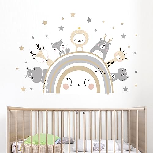 SKIWAX Babyzimmer Wandtattoo Tiere Wandaufkleber Affen Giraffe Katze Tierwandaufkleber Kinderzimmer Wandsticker Babyzimmer Schlafzimmer Wanddeko von SKIWAX