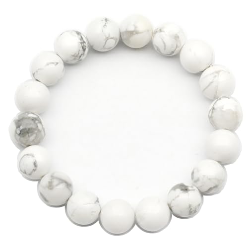 Natürliches Howlith Perlenarmband, echtes weißes Kristallarmband, Zwillings-Armband, elastisches Edelstein-Armband, 8 mm Perlen, Modeschmuck. Natürliches Howlith Perlenarmband, echtes weißes Kristallarmband, Zwillings-Armband, elastisches Edelstein-Armband, 8 mm Perlen, Modeschmuck. von SKKIKHYBPO