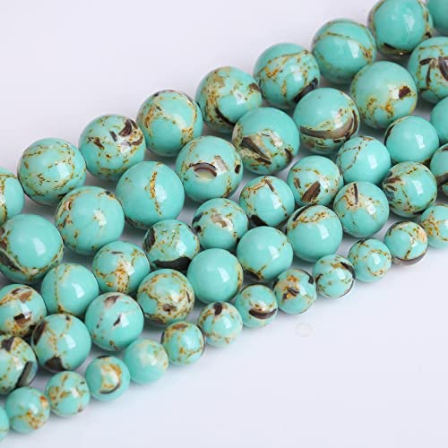 Türkis-Perlen mit Perlmutt, blaue Howlith-Muschel mit türkisfarbenem Stein, runde Perlen für Schmuckherstellung, Armband, 12 mm, 32 Stück Türkis-Perlen mit Perlmutt, blaue Howlith-Muschel mit türkisfarbenem Stein, runde Perlen für Schmuckherstellung, Armband, 12 mm, 32 Stück von SKKIKHYBPO