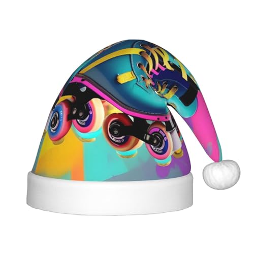 Bunte Retro-Weihnachtsmütze mit Rollschuh-Druck, Weihnachtszubehör, Uni, Outdoor, Weihnachten, Partys, Geschenk, Urlaub von SKKNT