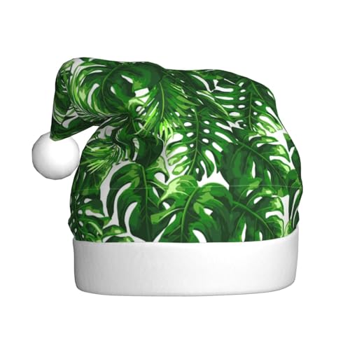 Monstera Deliciosa Weihnachtsmütze mit Bananenpalmenaufdruck, für Erwachsene, Weihnachtsmannmütze, Weihnachtsfeier, Zubehör, Weihnachten, Outdoor-Party von SKKNT