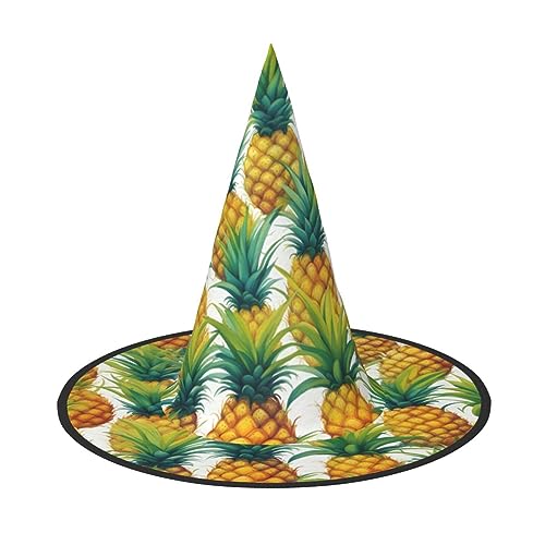 SKKNT Exotischer tropischer Ananas-Druck, Halloween-Hexenhut, Erwachsene, Halloween-Hut, Kostüme, Hexenhüte, Halloween-Dekoration, Party von SKKNT