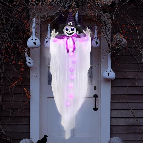 140cm Halloween Deko Outdoor Animiert Kürbisgeist mit aufleuchtendem Sprechen für Spukhaus-Requisiten, Garten und Outdoor Dekorationen von SKOOLOVE