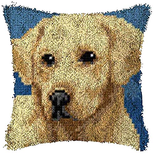 Hund Knüpfset Knüpfkissen Zum Selber Knüpfen Knüpfen Set Knüpfteppiche Kreativ Set Knüpfteppich Für Kinder Und Erwachsene 3D Sofakissenbezug Handgemachte Geschenke 43Cm X 43Cm von SKTWOE