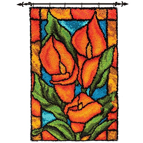 Knüpfteppich Zum Selber Knüpfen Blumen Knüpfset Kreuzstich Set Für Kinder Und Erwachsene Anfänger Tapisserie Teppich Set DIY Handwerk Knüpfpackung Latch Hook Kits 52Cmx38cm von UNGROL