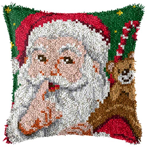 SKTWOE DIY Knüpfkissen Weihnachten Kissenbezug Knüpfen Bastelset Erwachsene Latch Hook Kit 43X43cm(17X17 Inch),D von SKTWOE