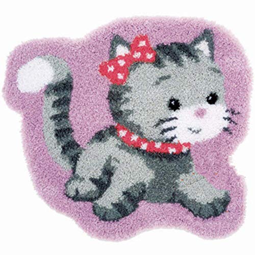 SKTWOE Süße Katze DIY Knüpfteppich Zum Knüpfen 3D Tapisserie Teppich Set Knüpfen Set Kreuzstich Set Knüpf-Sets Für Kinder Und Erwachsene Knüpfset Handgemachte Geschenke Latch Hook Kit 52Cm X 38Cm von SKTWOE