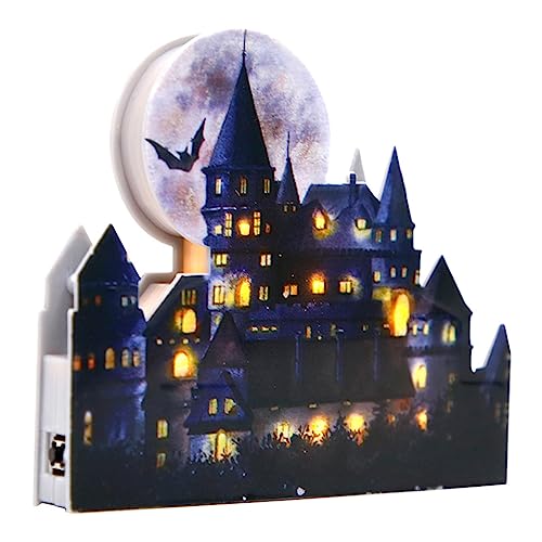 Schloss Halloween Tischschild,Schloss-Mittelstück-Tischdekoration | PVC-Tischschild und leuchtende Dekoration, freistehende abgestufte Tablett-Dekoration, Halloween-Partyzubehör für den Skuda von SKUDA