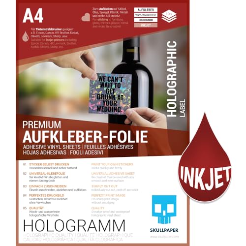 SKULLPAPER® Klebefolie Vinylfolie zum aufkleben und selbst gestalten - für Inkjet Tintenstrahldrucker (Hologramm) von SKULLPAPER