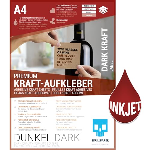 SKULLPAPER® Klebefolie Vinylfolie zum aufkleben und selbst gestalten - für Inkjet Tintenstrahldrucker (Kraft - Dunkel) von SKULLPAPER