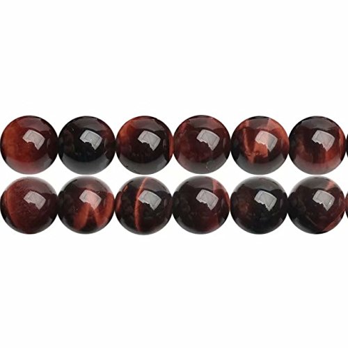 SKYBEADS Natürliche Tigerauge Rot Runde 6mm Halbedelstein Perlen zum Auffädeln 38cm Strang Approx 60 Stück von SKYBEADS