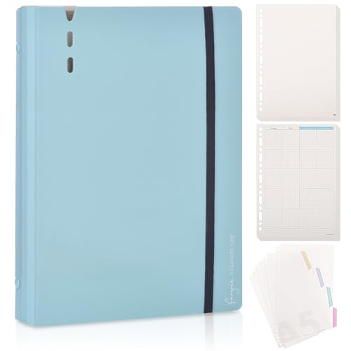 SKYDUE A6 Binder, Notizbuch Nachfüllbar A6, Locher 6 Loch Din A5für Reisearbeit Und Organizer (Blau) von SKYDUE