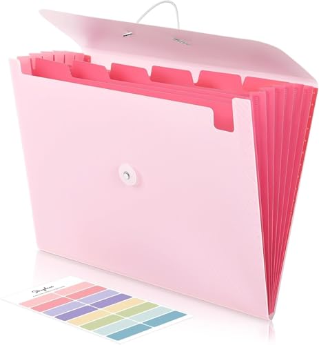 SKYDUE Dokumentenmappe A4, Fächermappe 7 Fächern, Mappe Mit Gummizug, Document Organizer/Ordner/Ordnungsmappe Für Büro Hause Schule Dokumente(Rosa) von SKYDUE