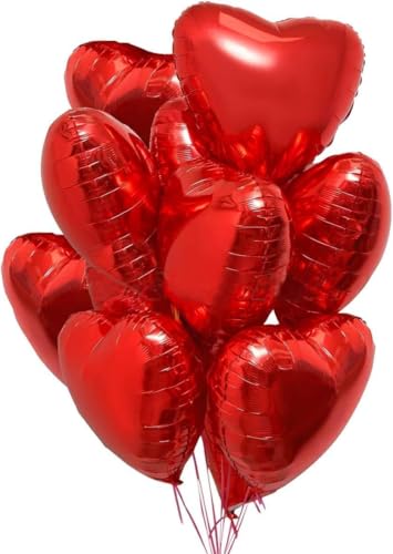 Folienballon Herz Rot SKYIOL 20 Stück18 zoll Helium Herzluftballons Rote Große Aluminium Ballons für Hochzeit Verlobung Valentinstag Muttertag Geburtstag Party Deko, T619 von SKYIOL