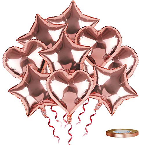 Folienballon Herz Stern Rosegold SKYIOL 25 Stück18 zoll Helium Herzluftballons Rosegold Große Aluminium Ballons für Hochzeit Verlobung Valentinstag Mädchen Damen Geburtstag Party Dekoration von SKYIOL