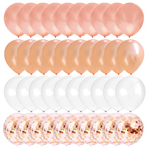 Helium Luftballons Rosegold SKYIOL 50 Stück 12 zoll Rosegold Weiß Pfirsich Orange Latex Ballons Rosegold Konfetti Luftballons für Mädchen Frauen Geburtstag Hochzeit Baby Shower JGA Party Dekoration von SKYIOL