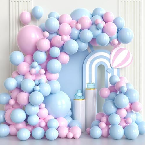 Luftballon Girlande Rosa Blau SKYIOL Ballon Girlande Baby Rosa Baby Blau 100 Stück Verschiedene Größen Latex Ballons Luftballons für Geburtstag Babyparty Baby Shower Deko, T647 von SKYIOL