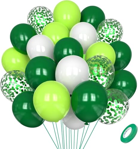 Luftballons Grün Weiß 65 Stück 12 zoll 5 zoll SKYIOL Latex Ballons Dunkelgrün Apfelgrün Weiss Grüne Konfetti Ballons mit Streifen für Geburtstag Hochzeit Weihnachten Ostern Taufe EID Deko von SKYIOL