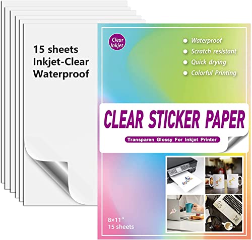 Sticker Papier zum Bedrucken A4 Halbtransparent, 15 Blatt SKYIOL VINYL Aufkleber Papier Bedruckbar für Inkjet & Laser Drucker Halbdurchsichtig Wasserfest Etiketten Papier Bläulich Glänzend von SKYIOL