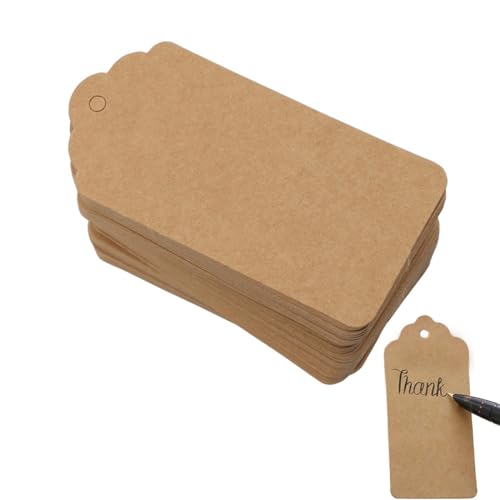 100 Stück Mini-Geschenkanhänger, blanko, Kraftpapier, Bastelanhänger, Etiketten, rustikal, Hochzeitsgeschenk, Etikett, blanko, beschreibbare Geschenkanhänger, Preisschild (braun, 4,5 x 9 cm) von SKYPRO