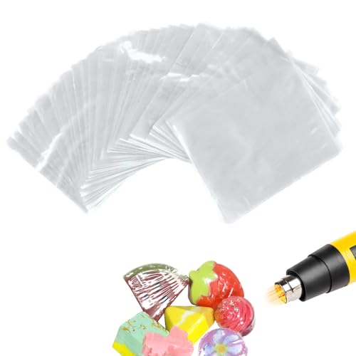 100Pcs POF Schrumpffolie Taschen 15x17cm Klar Hitze Schrumpffolie Wrap für hausgemachte DIY Verpackung Seife Badebombe Kerze von SKYPRO