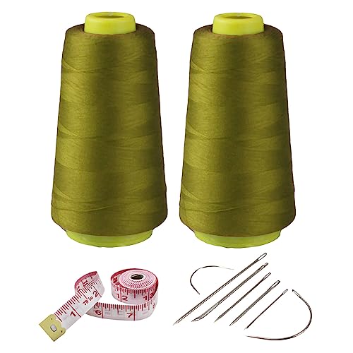 SKYPRO Nähgarn Kit Armeegrün, Polyester Nähgarn Spulen, 2744 Meter pro Spule, 40s/2 Allzweckverbindungsfäden für Nähmaschine und Handreparaturarbeiten von SKYPRO