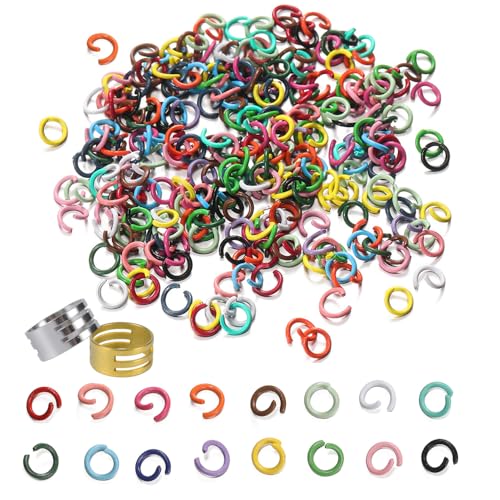 200 Stück Binderinge, 10 mm, bunte Schmuck-Binderinge für Schmuckherstellung, offene Binderinge für Schlüsselanhänger, mit 2 Biegeringöffnern von SKYPRO